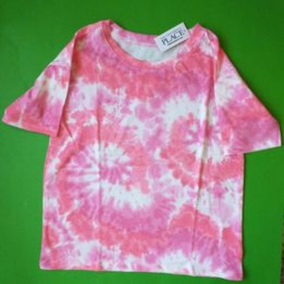 NEW girls tiedye t-shirt, pink and white, size M (7/8), K-366 - Picture 1 of 1